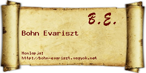 Bohn Evariszt névjegykártya